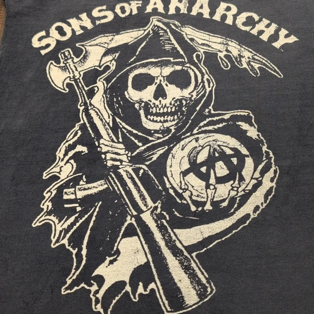 Sons of Anarchy‎ Samcro Mens Large Black Sleeveless T-Shirt Grunge Biker Reaper